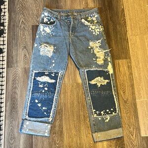 Men's Distressed Blue Jeans